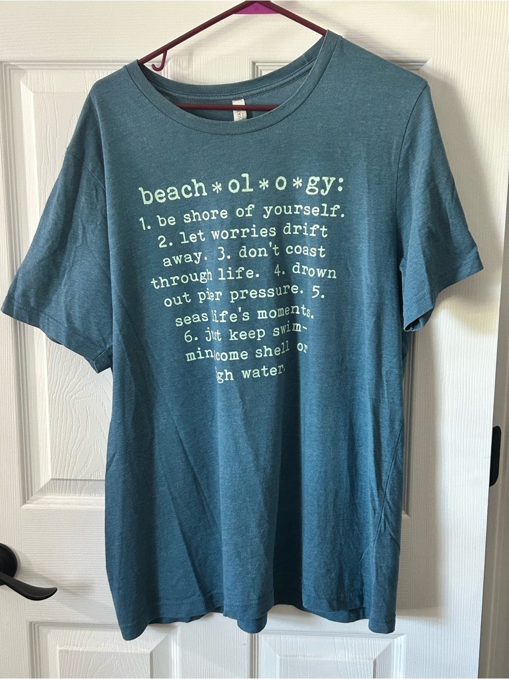 Bella Canvas Teal Graphic Tee with Blue/Green Text